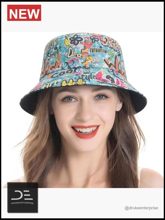 Printed Bucket Hat Unisex Packable Sun Hat Beach Vacation Travel main image 6